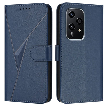 For Honor 200 Lite Case Triangle Imprint Leather Phone Cover with Lanyard - Sapphire