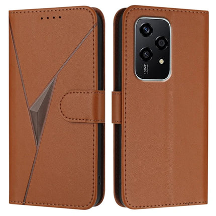 For Honor 200 Lite Case Triangle Imprint Leather Phone Cover with Lanyard - Coffee
