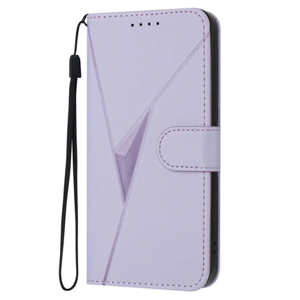 For Motorola Edge (2024) 5G Case Triangle Imprint Leather Phone Cover with Lanyard