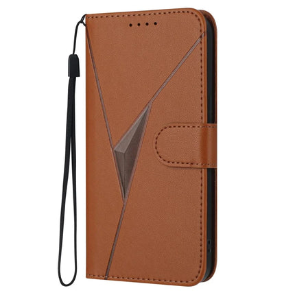 For Motorola Edge (2024) 5G Case Triangle Imprint Leather Phone Cover with Lanyard