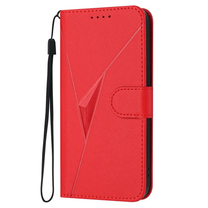 For Motorola Edge (2024) 5G Case Triangle Imprint Leather Phone Cover with Lanyard