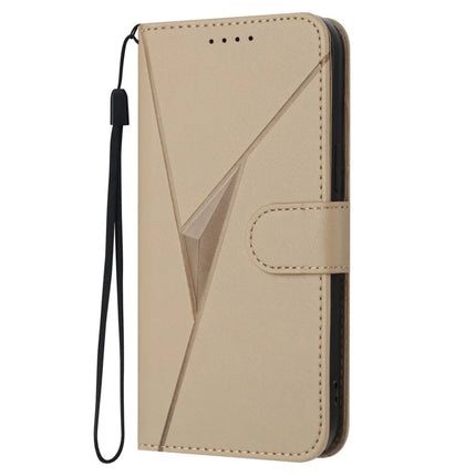For Motorola Edge (2024) 5G Case Triangle Imprint Leather Phone Cover with Lanyard