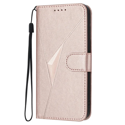 For Motorola Edge (2024) 5G Case Triangle Imprint Leather Phone Cover with Lanyard