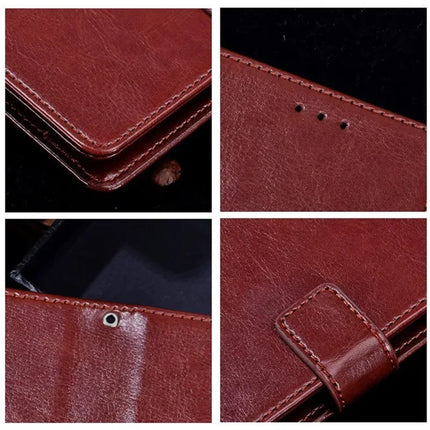 IDEWEI For Samsung Galaxy A06 Stand Case Crazy Horse Texture Leather Phone Cover