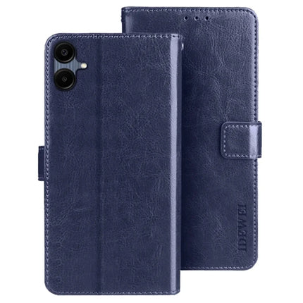 IDEWEI For Samsung Galaxy A06 Stand Case Crazy Horse Texture Leather Phone Cover - Dark Blue