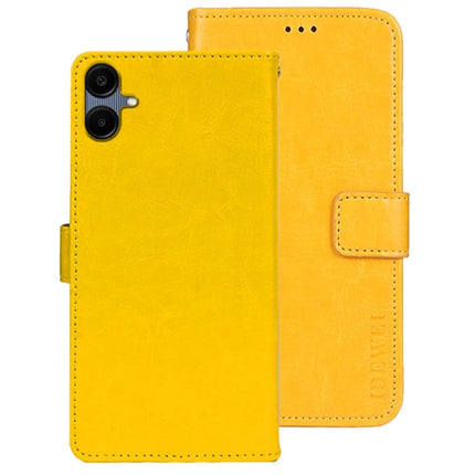 IDEWEI For Samsung Galaxy A06 Stand Case Crazy Horse Texture Leather Phone Cover - Yellow