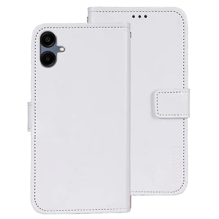 IDEWEI For Samsung Galaxy A06 Stand Case Crazy Horse Texture Leather Phone Cover - White
