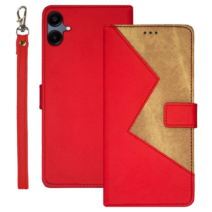 IDEWEI For Samsung Galaxy A06 Case Card Slots Splicing Color Leather Phone Cover - Red