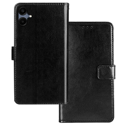 IDEWEI For Samsung Galaxy A06 Case Card Slots Holder Leather Phone Cover Crazy Horse Texture - Black