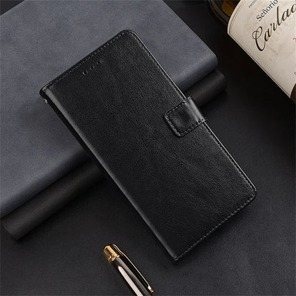 IDEWEI For Samsung Galaxy A06 Case Card Slots Holder Leather Phone Cover Crazy Horse Texture