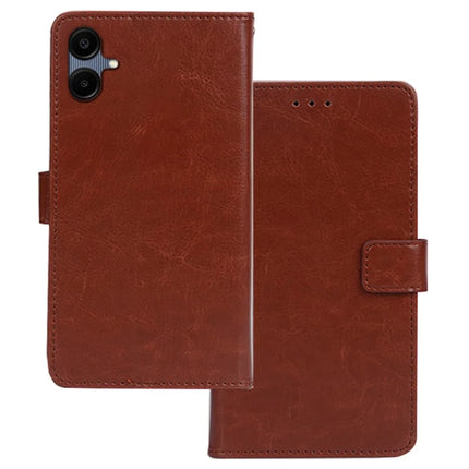 IDEWEI For Samsung Galaxy A06 Case Card Slots Holder Leather Phone Cover Crazy Horse Texture - Brown