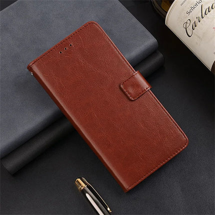 IDEWEI For Samsung Galaxy A06 Case Card Slots Holder Leather Phone Cover Crazy Horse Texture