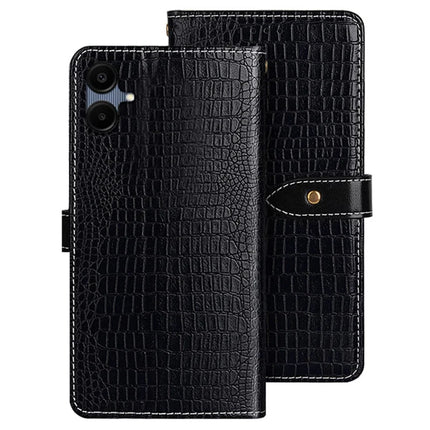 IDEWEI For Samsung Galaxy A06 Case Crocodile Texture PU Leather Flip Phone Cover - Black