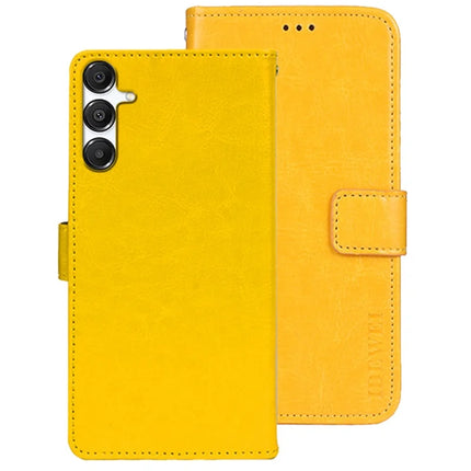 IDEWEI For Samsung Galaxy A16 4G / 5G Stand Case Crazy Horse Texture Leather Phone Cover - Yellow