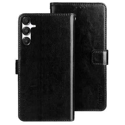 IDEWEI For Samsung Galaxy A16 4G / 5G Stand Case Crazy Horse Texture Leather Phone Cover - Black