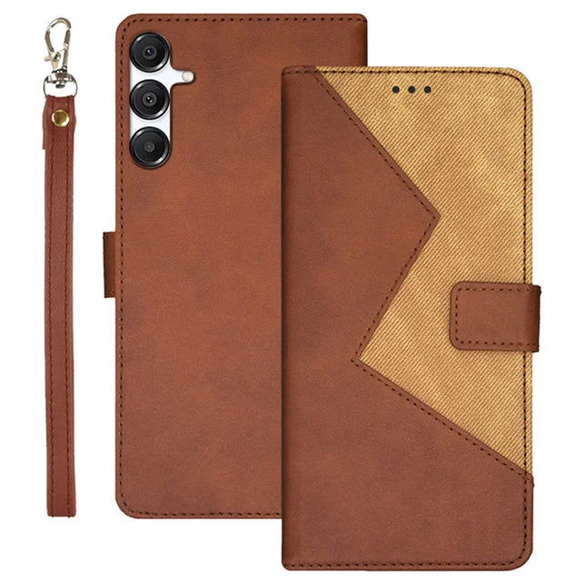 IDEWEI For Samsung Galaxy A16 4G / 5G Case Card Slots Splicing Color Leather Phone Cover - Brown
