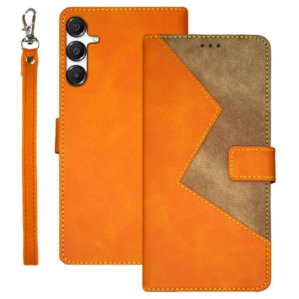 IDEWEI For Samsung Galaxy A16 4G / 5G Case Card Slots Splicing Color Leather Phone Cover - Orange
