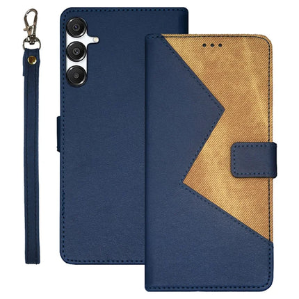 IDEWEI For Samsung Galaxy A16 4G / 5G Case Card Slots Splicing Color Leather Phone Cover - Blue