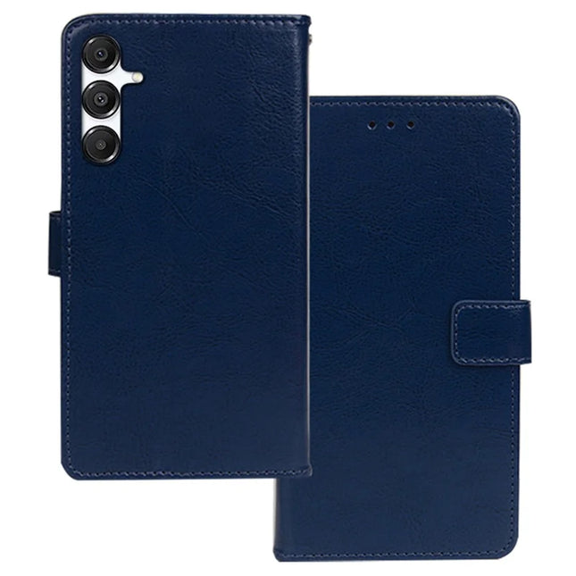 IDEWEI For Samsung Galaxy A16 5G  /  4G Case Card Slots Holder Leather Phone Cover Crazy Horse Texture - Blue