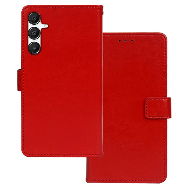 IDEWEI For Samsung Galaxy A16 5G  /  4G Case Card Slots Holder Leather Phone Cover Crazy Horse Texture - Red