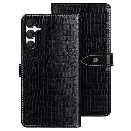 IDEWEI For Samsung Galaxy A16 5G  /  4G Case Crocodile Texture PU Leather Flip Phone Cover - Black