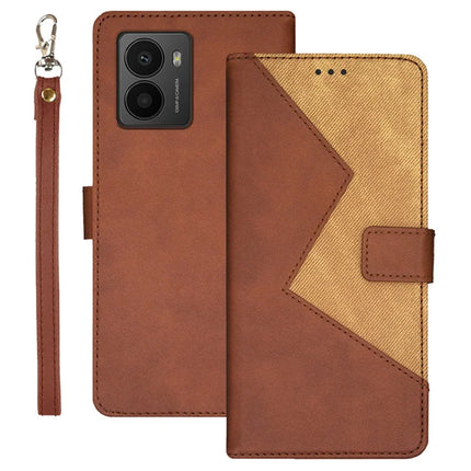 IDEWEI For HMD Fusion 5G Case Card Slots Splicing Color Leather Phone Cover - Brown