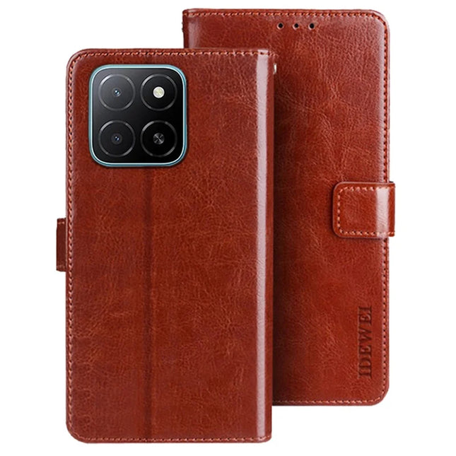 IDEWEI For Honor X5b Stand Case Crazy Horse Texture Leather Phone Cover - Brown