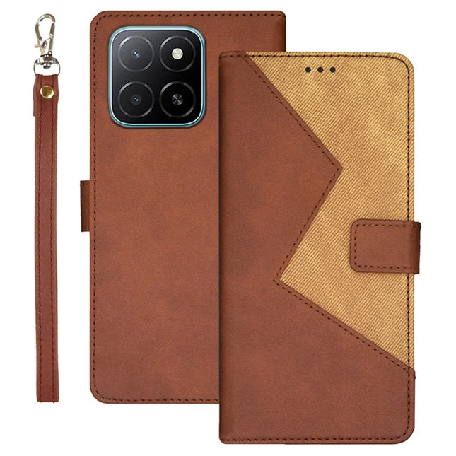 IDEWEI For Honor X5b Case Card Slots Splicing Color Leather Phone Cover - Brown
