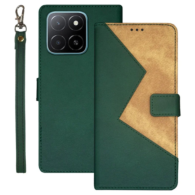 IDEWEI For Honor X5b Case Card Slots Splicing Color Leather Phone Cover - Green