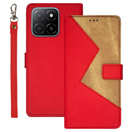 IDEWEI For Honor X5b Case Card Slots Splicing Color Leather Phone Cover - Red