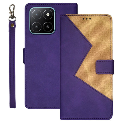 IDEWEI For Honor X5b Case Card Slots Splicing Color Leather Phone Cover - Purple