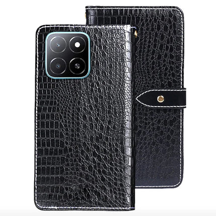 IDEWEI For Honor X5b Case Crocodile Texture PU Leather Flip Phone Cover - Black