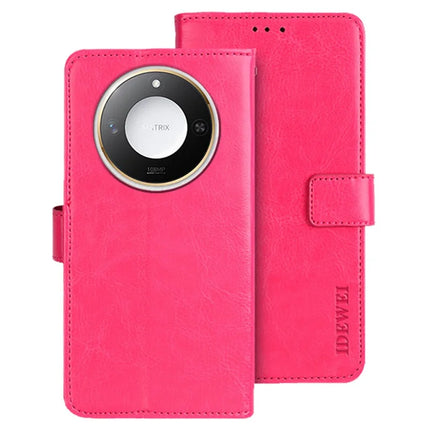 IDEWEI For Honor X60 5G Stand Case Crazy Horse Texture Leather Phone Cover - Rose