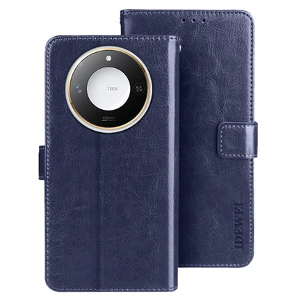 IDEWEI For Honor X60 5G Stand Case Crazy Horse Texture Leather Phone Cover - Dark Blue