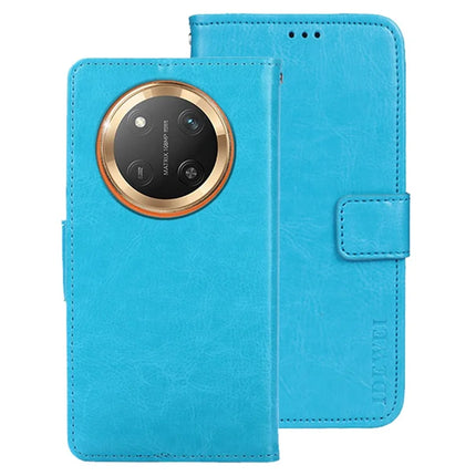 IDEWEI For Honor X60 Pro 5G Stand Case Crazy Horse Texture Leather Phone Cover - Sky Blue
