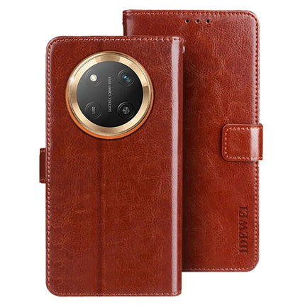 IDEWEI For Honor X60 Pro 5G Stand Case Crazy Horse Texture Leather Phone Cover - Brown
