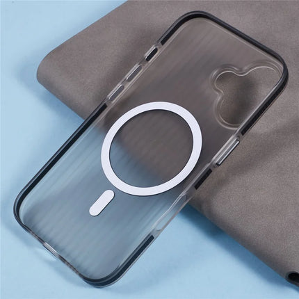 For iPhone 16 Plus Case Corrugated Texture Phone Cover PC Shell Compatible with MagSafe
