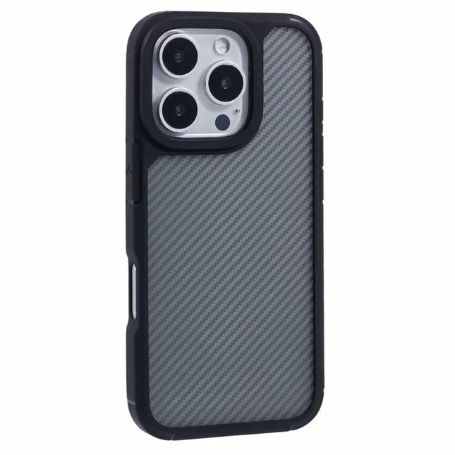 For iPhone 16 Pro Max Case Carbon Fiber Texture TPU+PC Anti-Drop Phone Cover
