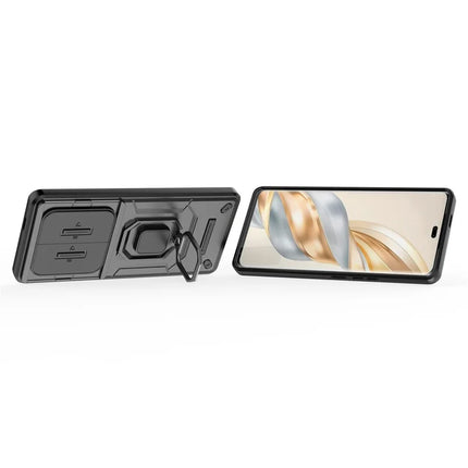 For Honor X60 Pro 5G Case PC+TPU Kickstand Phone Protector with Lens Cover
