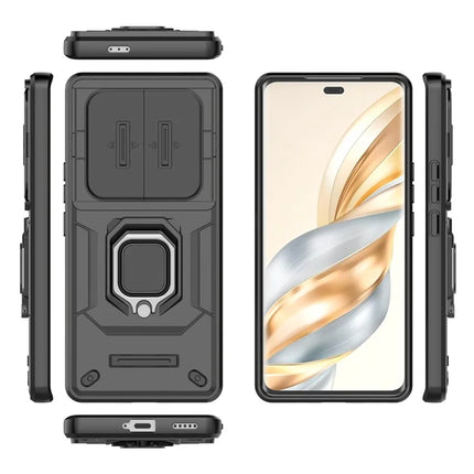 For Honor X60 Pro 5G Case PC+TPU Kickstand Phone Protector with Lens Cover