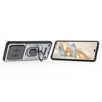 For Honor X60 Pro 5G Case PC+TPU Kickstand Phone Protector with Lens Cover