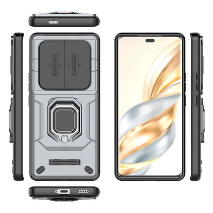 For Honor X60 Pro 5G Case PC+TPU Kickstand Phone Protector with Lens Cover