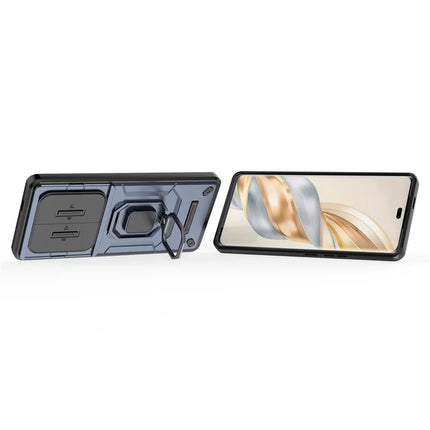 For Honor X60 Pro 5G Case PC+TPU Kickstand Phone Protector with Lens Cover