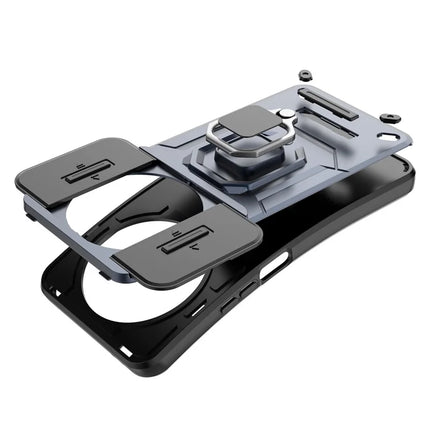 For Honor X60 Pro 5G Case PC+TPU Kickstand Phone Protector with Lens Cover