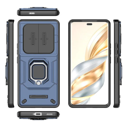 For Honor X60 Pro 5G Case PC+TPU Kickstand Phone Protector with Lens Cover