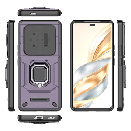For Honor X60 Pro 5G Case PC+TPU Kickstand Phone Protector with Lens Cover