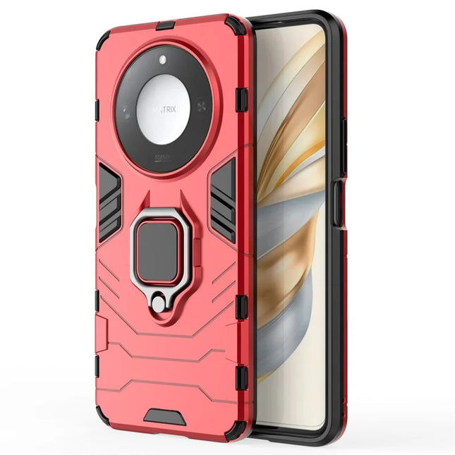 For Honor X60 5G Case Ring Kickstand PC+TPU Protective Phone Cover - Red