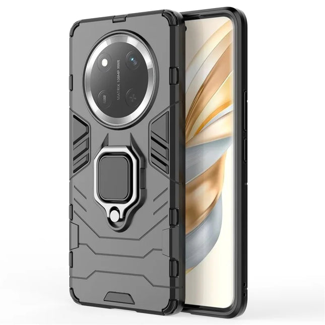 For Honor X60 Pro 5G Case Ring Kickstand PC+TPU Protective Phone Cover - Black