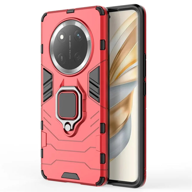 For Honor X60 Pro 5G Case Ring Kickstand PC+TPU Protective Phone Cover - Red