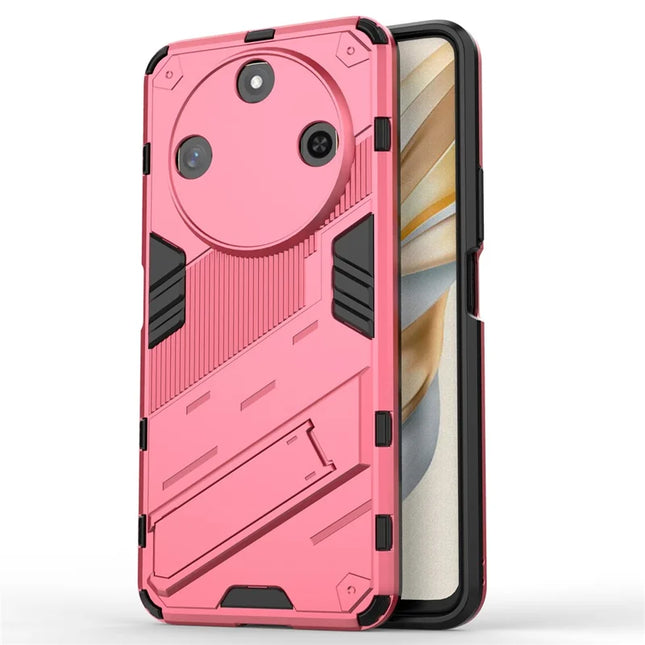 For Honor X60 5G Case PC+TPU Shockproof Phone Cover with Kickstand - Rose